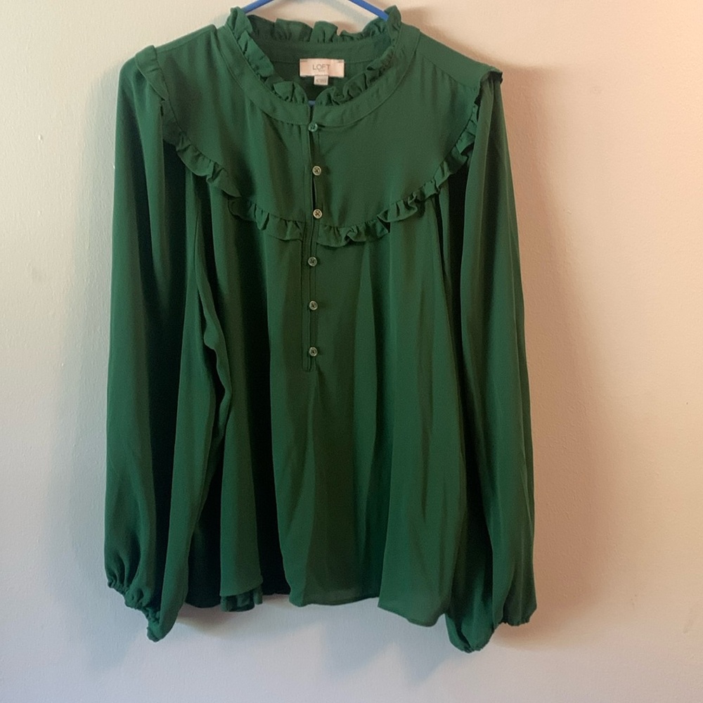 Loft emerald green blouse XL